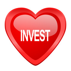 nvest red heart valentine glossy web icon