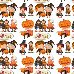 Seamless halloween theme with children in costume