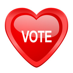 vote red heart valentine glossy web icon