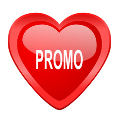 promo red heart valentine glossy web icon