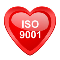 iso 9001 red heart valentine glossy web icon