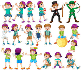 Boy doing different activities