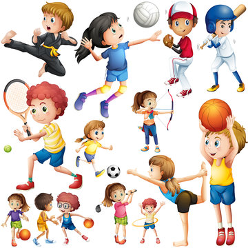 Children doing different kind of sports