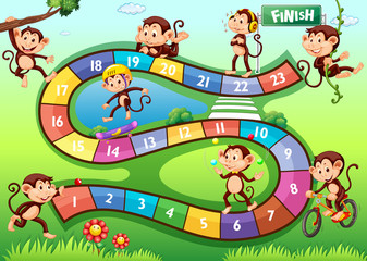 Fototapeta premium Boardgame with monkeys in different actions