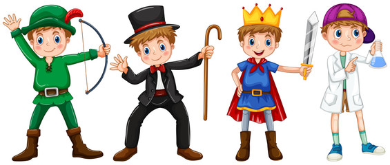 Boys in different costumes