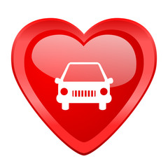car red heart valentine glossy web icon