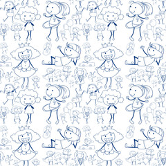 Seamless boys and girls playing