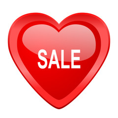 sale red heart valentine glossy web icon