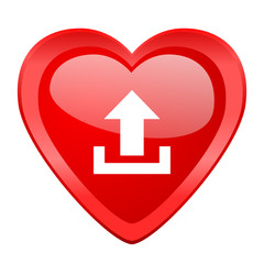 Obraz premium upload red heart valentine glossy web icon
