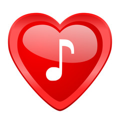 music red heart valentine glossy web icon