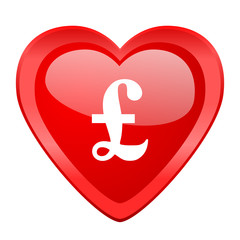 pound red heart valentine glossy web icon