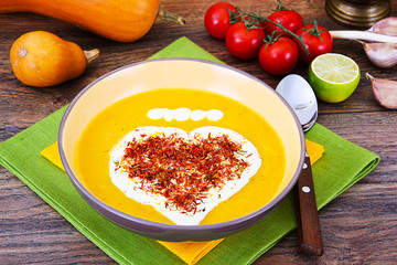 Pumpkin Cream Soup with Saffron Diet Food