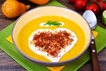 Pumpkin Cream Soup with Saffron Diet Food