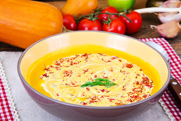 Pumpkin Cream Soup with Saffron Diet Food
