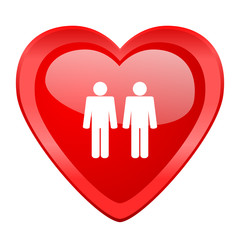 couple red heart valentine glossy web icon