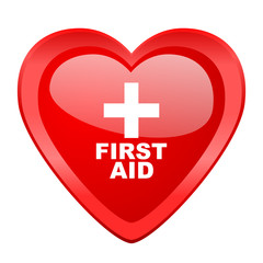 first aid red heart valentine glossy web icon