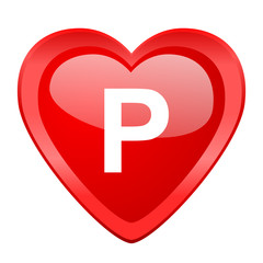 parking red heart valentine glossy web icon