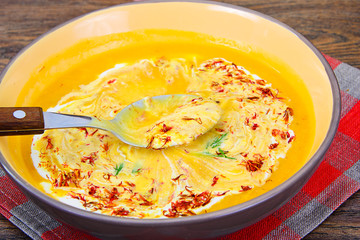 Pumpkin Cream Soup with Saffron Diet Food