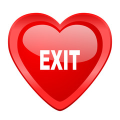 exit red heart valentine glossy web icon