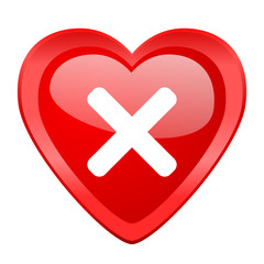Fototapeta premium cancel red heart valentine glossy web icon