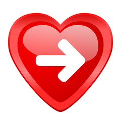 right arrow red heart valentine glossy web icon