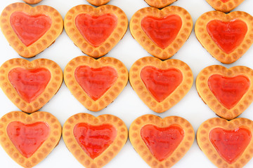 Fototapeta na wymiar Cookies in the Shape of Hearts.