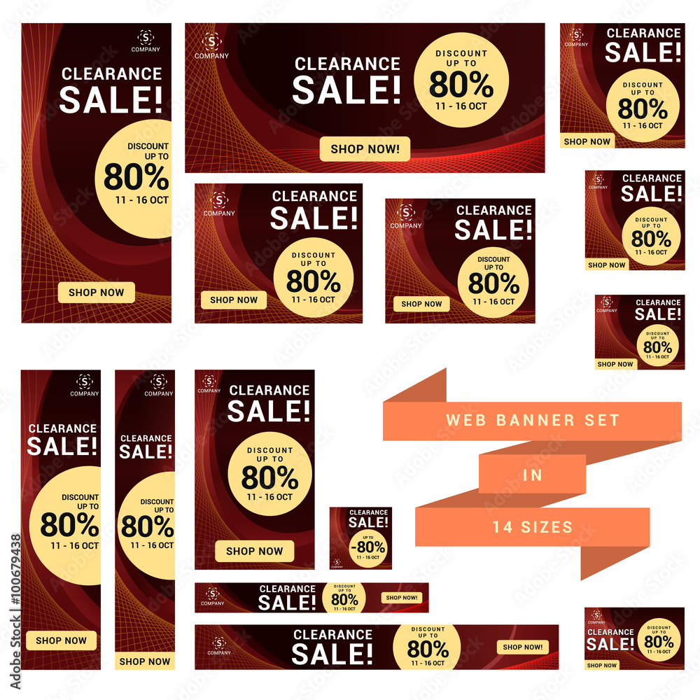 Wall mural multipurpose web banner set in 14 sizes. document was scale down to 50%, scale up to 200% to get the