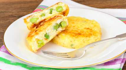 Cheesecake with Green Peas and Eggs.