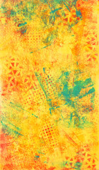 Yellow and Blue Abstract Texture - Abstract background of yellow, orange red and blue, made with acrylic paint.