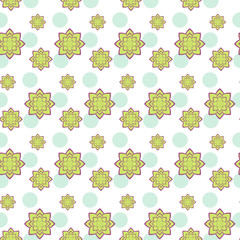 Succulent green and purple geometric plants and dots seamless pattern. Abstract cacti plantation design.