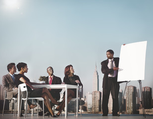 Building Colleagues Teamwork New York Desk Concept