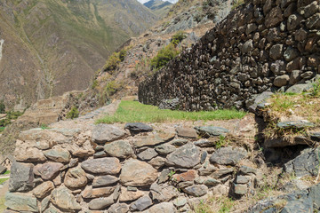 Inca's agricultural terraces in Ollantaytambo, Peru