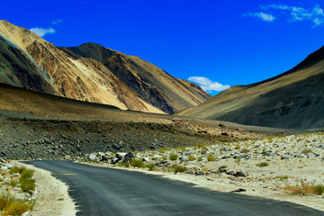 concrete road at Leh, Ladakh, Jammu and Kashmir, India