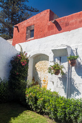Fototapeta premium Wall and a garden in Santa Catalina monastery in Arequipa, Peru