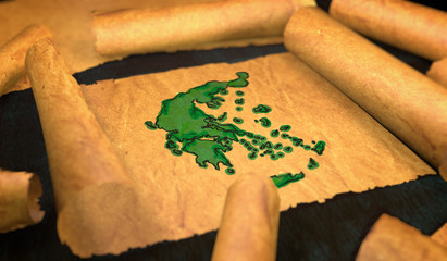 Greece Map Painting Unfolding Old Paper Scroll 3D