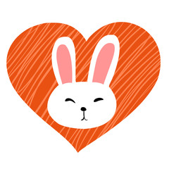 Cute white rabbit in heart
