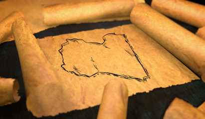 Libya Map Drawing Unfolding Old Paper Scroll 3D