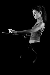 woman with badminton racket