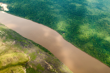 Aerial view of river Caroni in Venezuela