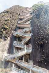 Steep steps rising up Piedra del Penol, Colombia.