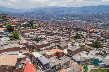 Aerial view of a poor neighborhood in Medellin, Colombia