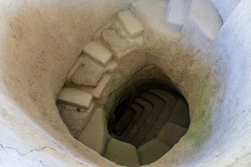 Entrance to the ancient tomb located in Segovia site in Tierradentro, Colombia.