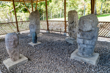 Ancient statues at El Tablon site in Tierradentro, Colombia