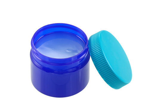 Blue Green Jar Full Of  Mentholated Topical Ointment