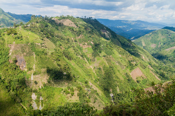 Fototapeta na wymiar View over valley near Salto de Bordones waterfall, Colombia