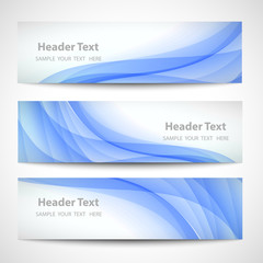 Abstract header blue wave white vector design. card set