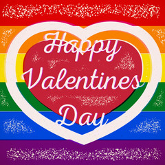 Rainbow gay themed Valentines Day card with shifted colors