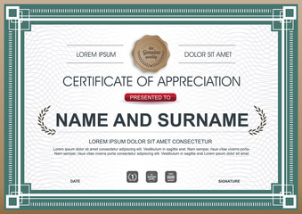 certificate template with clean and modern pattern,Qualification certificate blank template with elegant,Vector illustration