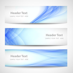 Naklejka premium Abstract header blue wave white vector design. card set