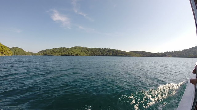 Tourists on a boat tour, Bisevo island, Croatia